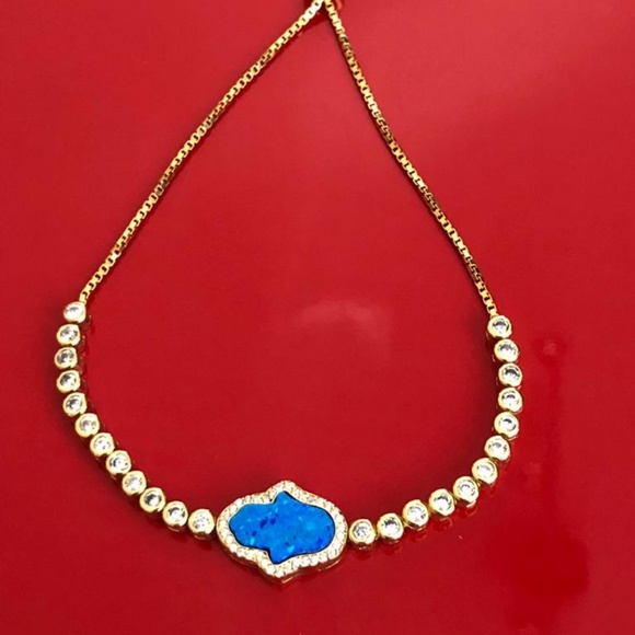 Sterling Silver Gold-tone CZ Adjustable Bracelet - Picture 2 of 4